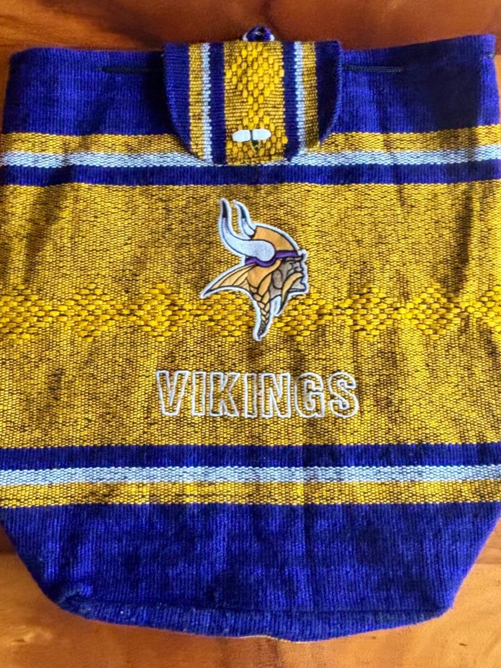 Minnesota Vikings Woven Backpack Purple Gold Drawstring Bag NFL